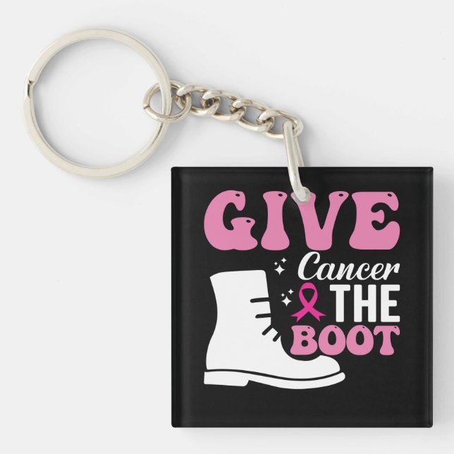 give cancer the boot breast cancer awareness key ring (Front)