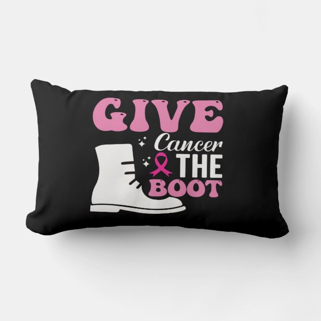 give cancer the boot breast cancer awareness lumbar cushion (Front)