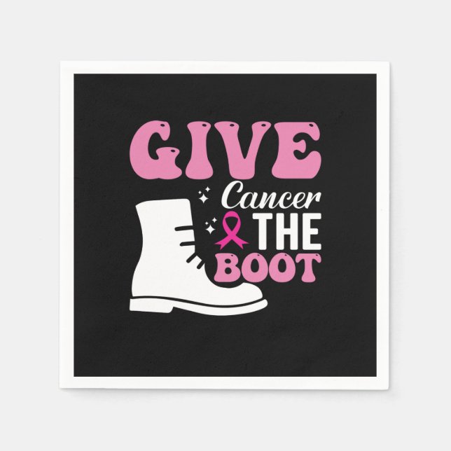give cancer the boot breast cancer awareness napkin (Front)