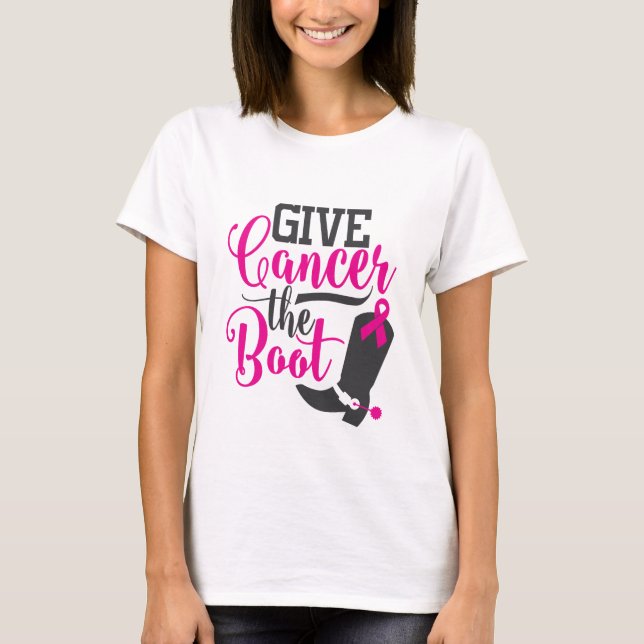 Give Cancer The Boot | Breast Cancer Awareness T-Shirt (Front)