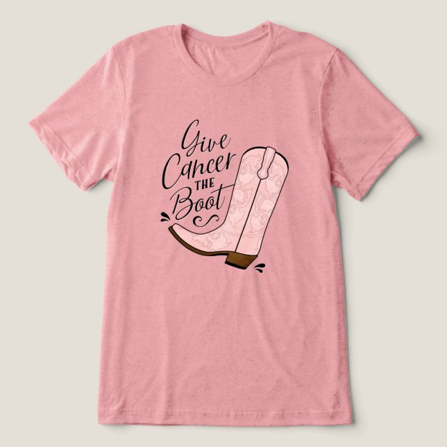 Give Cancer the Boot Breast Cancer Awareness Tri-Blend Shirt (Design Front)