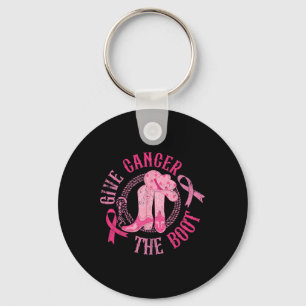 Give Cancer The Boot Pink Breast Cancer Cowgirl Ou Key Ring