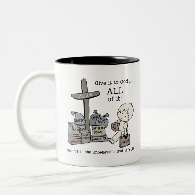 Give it ALL to God Two-Tone Coffee Mug (Left)