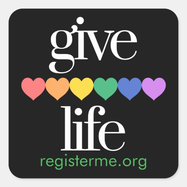 Give Life Organ Donor Registry Stickers (Front)