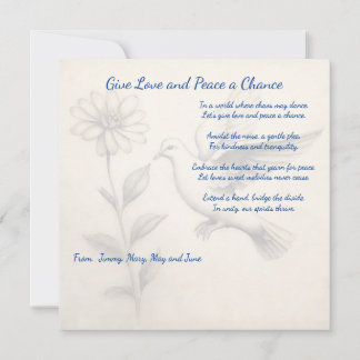 Give Love and Peace a Chance. Global Harmony: Card