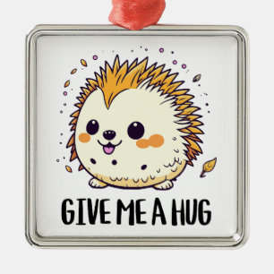 Give me a hug cute hedgehog design metal tree decoration