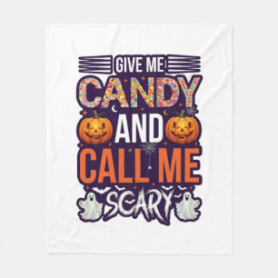 Give Me Candy Call Scary Halloween Ghost Pumpkin_1 Fleece Blanket