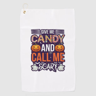 Give Me Candy Call Scary Halloween Ghost Pumpkin_1 Golf Towel