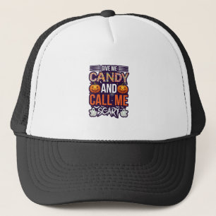 Give Me Candy Call Scary Halloween Ghost Pumpkin_1 Trucker Hat
