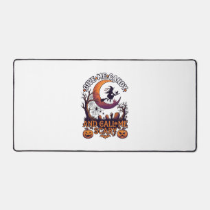 Give Me Candy Call Scary Witch Moon Pumpkins Desk Mat