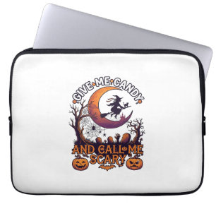 Give Me Candy Call Scary Witch Moon Pumpkins Laptop Sleeve