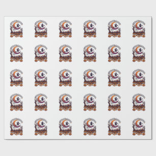 Give Me Candy Call Scary Witch Moon Pumpkins Wrapping Paper
