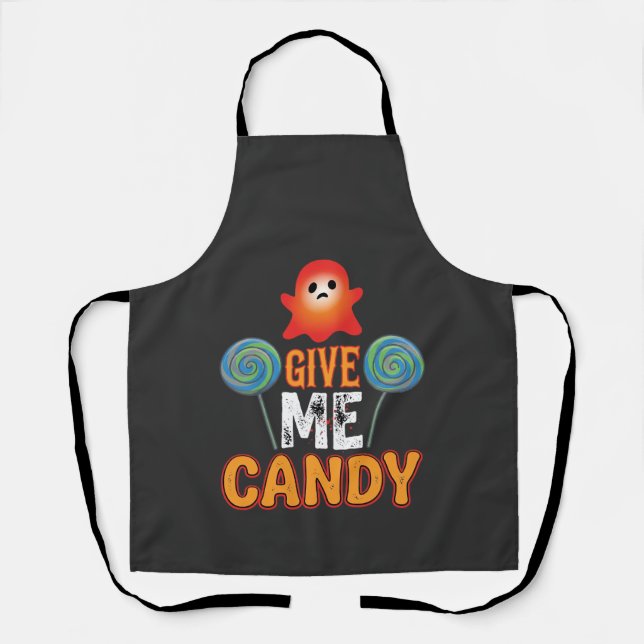 Give Me Candy Halloween Ghost_1 Apron (Front)
