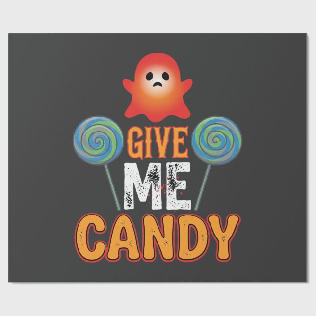 Give Me Candy Halloween Ghost_1 Wrapping Paper (Flat)