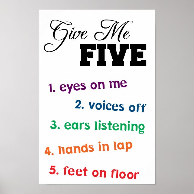 Give Me Five Teacher Poster (Front)