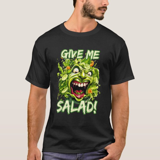 Give Me Salad  Lettuce Face Vegetable Vegan T-Shirt (Front)