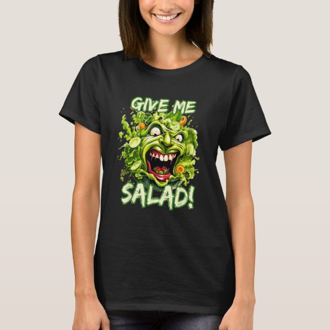 Give Me Salad  Lettuce Face Vegetable Vegan T-Shirt (Front)