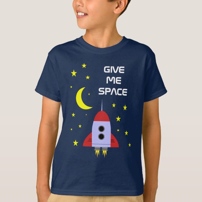 Give Me Space Rocket Ship And Stars T-Shirt (Front)