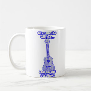 Give me the guitar and no one gets hurt.retro blue coffee mug