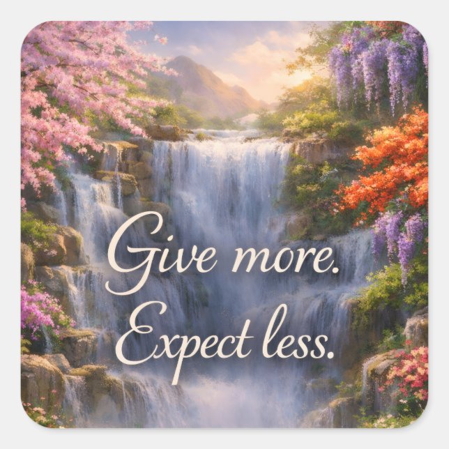 Give More. Expect Less Inspirational Christian Square Sticker (Front)