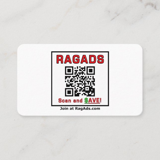 Give out RAGADS business cards and GET PAID! (Front)