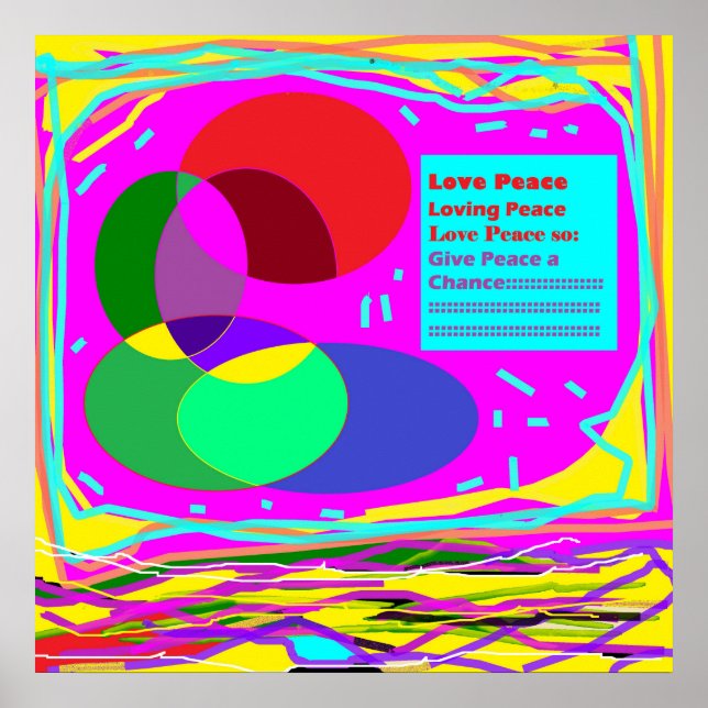 Give peace a chance message rainbow coloured poster (Front)
