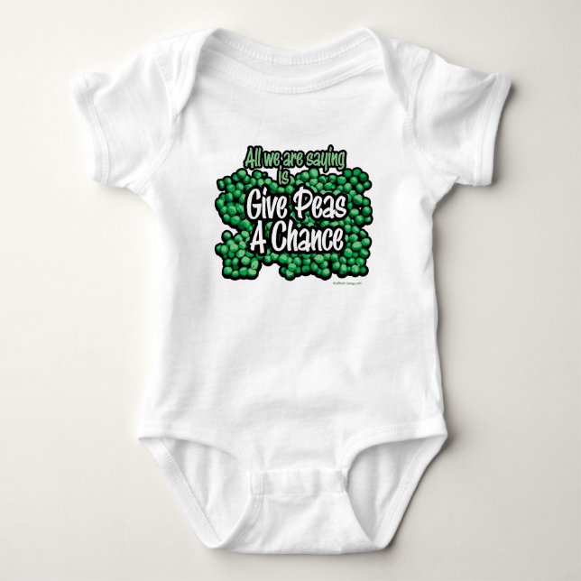 Give Peas A Chance Baby Romper Bodysuit (Front)
