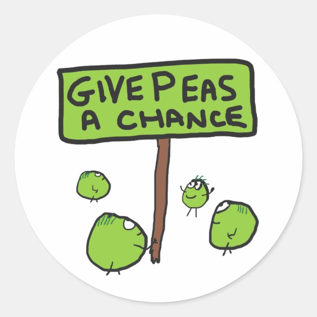 Give Peas A Chance Classic Round Sticker (Front)