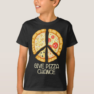 Give Pizza Chance - Funny Pizza Pun with Peace Log T-Shirt