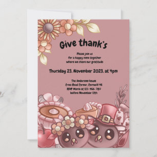 Give Thank’s Boho Thanksgiving Dinner Invitation