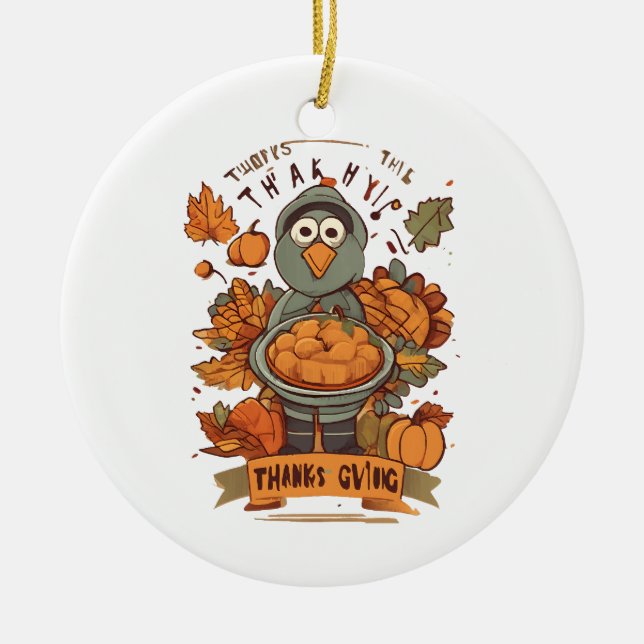 Give Thanks and Share Love  Ceramic Tree Decoration (Front)