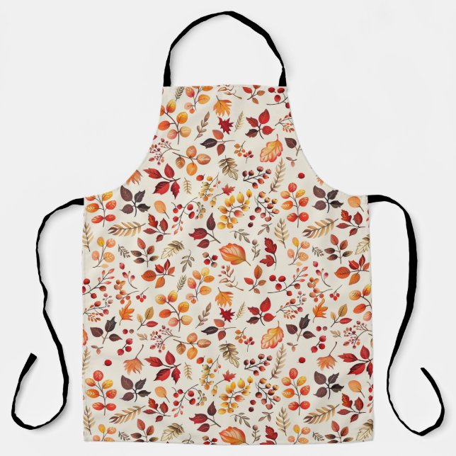 GIVE THANKS Autumn Fall Pumpkins & Leaves Holiday Apron (Front)