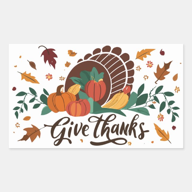 Give Thanks Autumn Foliage  Rectangular Sticker (Front)