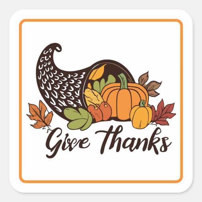 Give Thanks Autumn Foliage  Square Sticker (Front)