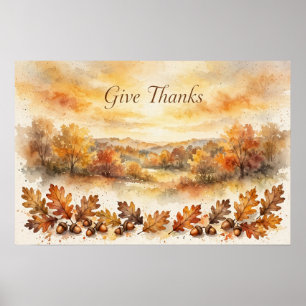 Give Thanks Autumn Landscape Art Print