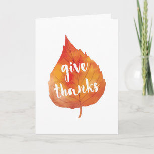 Give Thanks   Autumn Leaves Thanksgiving Holiday Card