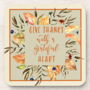 Give Thanks - Autumn Wreath Coaster