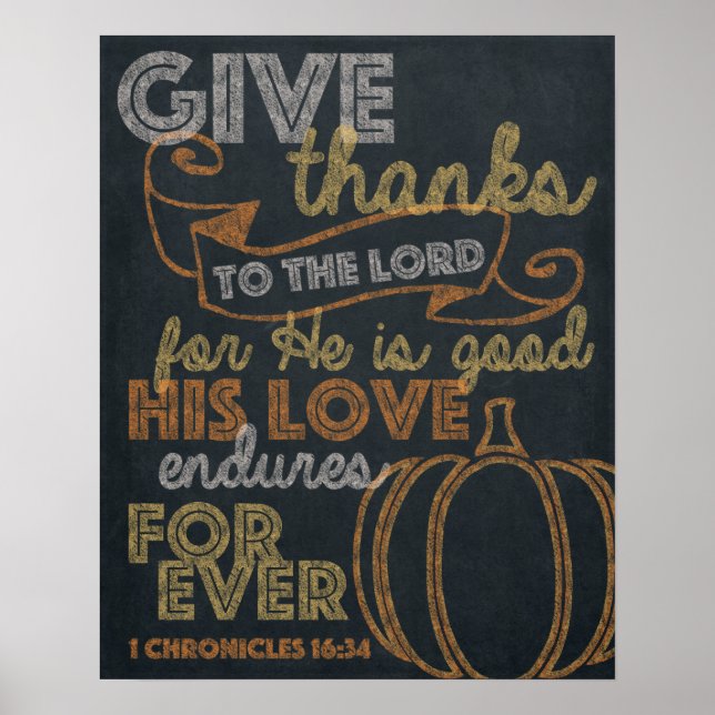 Give Thanks Chalkboard Art 16x20 Poster (Front)
