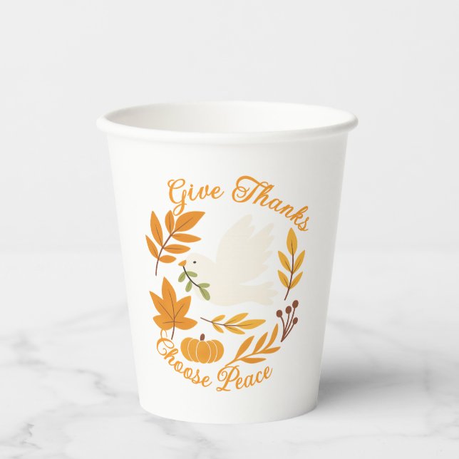 'Give Thanks, Choose Peace' Paper cup (Front)