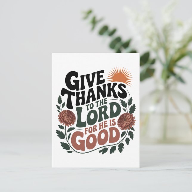 Give Thanks - Christian Postcard (Standing Front)