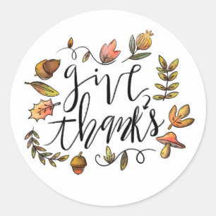 Give Thanks Classic Round Sticker