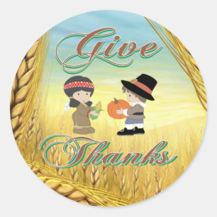 Give Thanks Classic Round Sticker