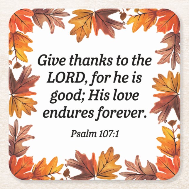 Give Thanks Collection Square Paper Coaster (Front)