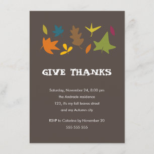 Give Thanks Colourful Leaves Fall Thanksgiving Invitation