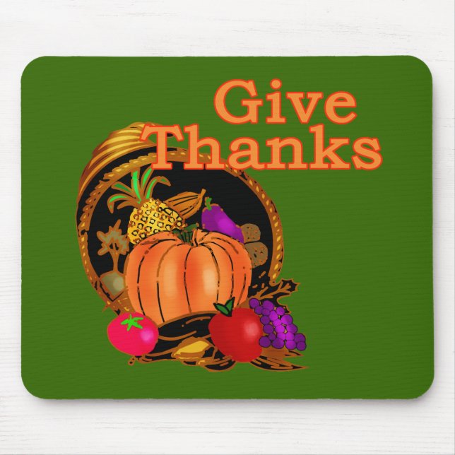 Give Thanks Cornucopia for Thanksgiving Mouse Mat (Front)