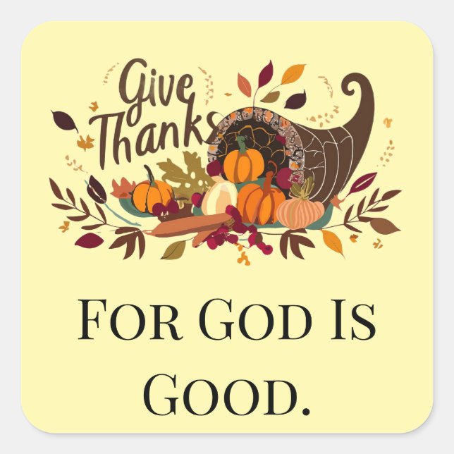 Give Thanks Cornucopia Thanksgiving Sticker (Front)