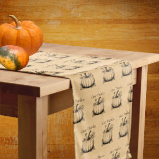 Give Thanks Country Pumpkins on Faux Burlap Medium Table Runner