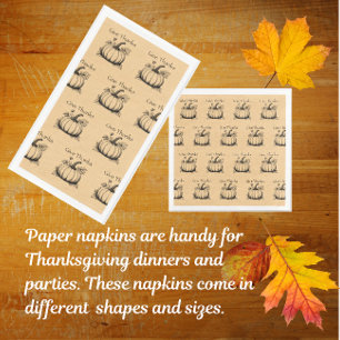 Give Thanks Country Pumpkins on Faux Burlap Napkin