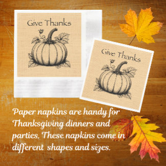 Give Thanks Country Pumpkins on Faux Burlap Napkin