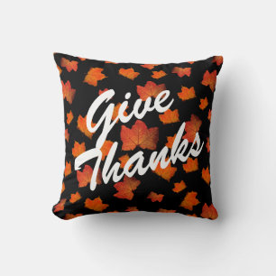 GIVE THANKS FALL LEAVES ELEGANT AUTUMN LEAF CUSHION